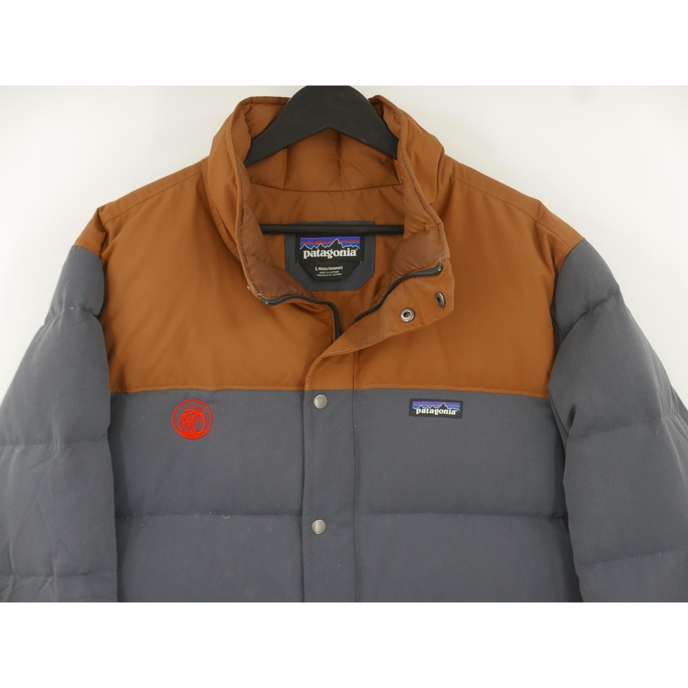 Patagonia Bivy Jacket Gray Brown Down Puffer Quilted Full Zip Men's Large